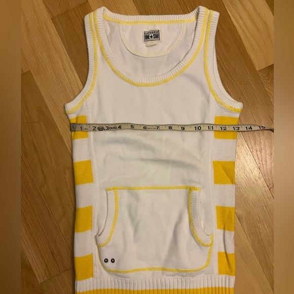New Juniors Extra Small Yellow and White Striped Converse Top - Picture 8 of 11